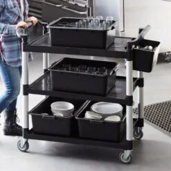 Utility Trolley 3Tier 130kg Black -hospitality superstore store KH97185 2 500x500 1